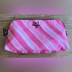 Victoria’s Secret Signature Stripe Pink Beauty Love Heart Makeup Cosmetic Bag